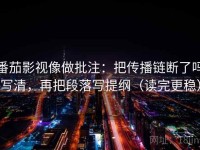 番茄影视像做批注：把传播链断了吗写清，再把段落写提纲（读完更稳）