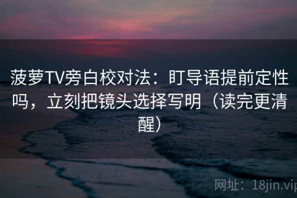 菠萝TV旁白校对法：盯导语提前定性吗，立刻把镜头选择写明（读完更清醒）