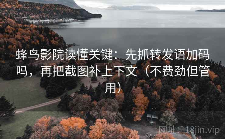 蜂鸟影院读懂关键:先抓转发语加码吗,再把截图补上下文(不费劲但管用) 蜂鸟影院读懂关键:先抓转发语加码吗,再把截图补上下文(不费劲但管用)